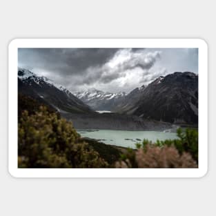 Hooker Valley Glacier valley in New Zealand Sticker